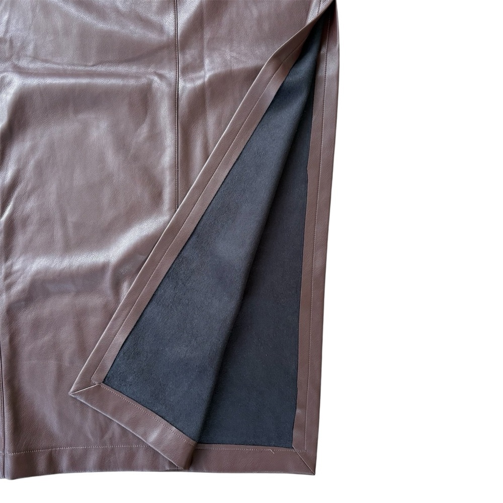 NWT OW Collection Amara Brown Faux Leather Modi Slit Skirt Size Small - Picture 8 of 9